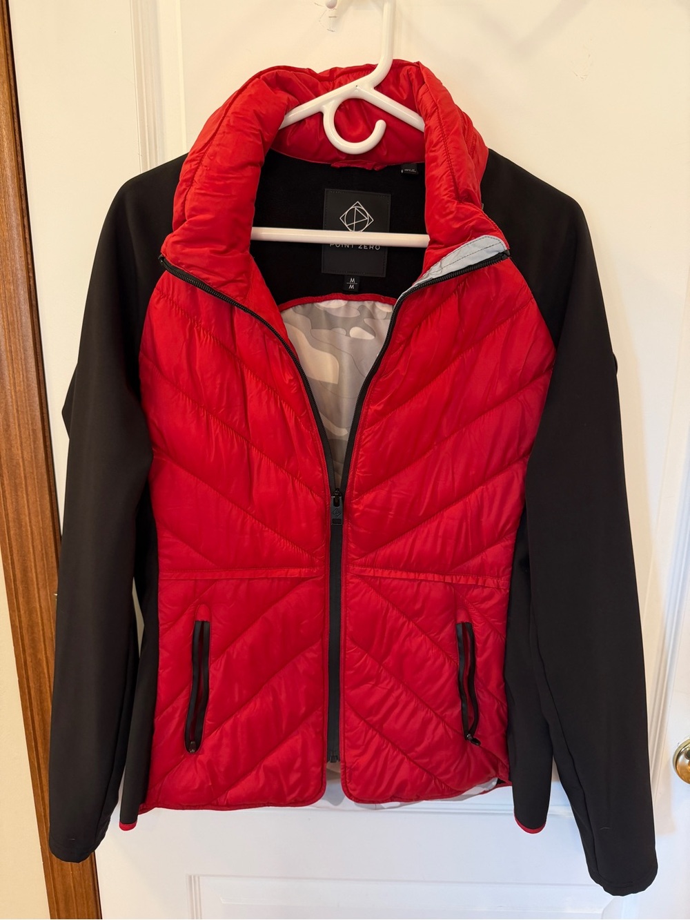 Point Zero Womens Red & Black Quilted Hybrid Jacket